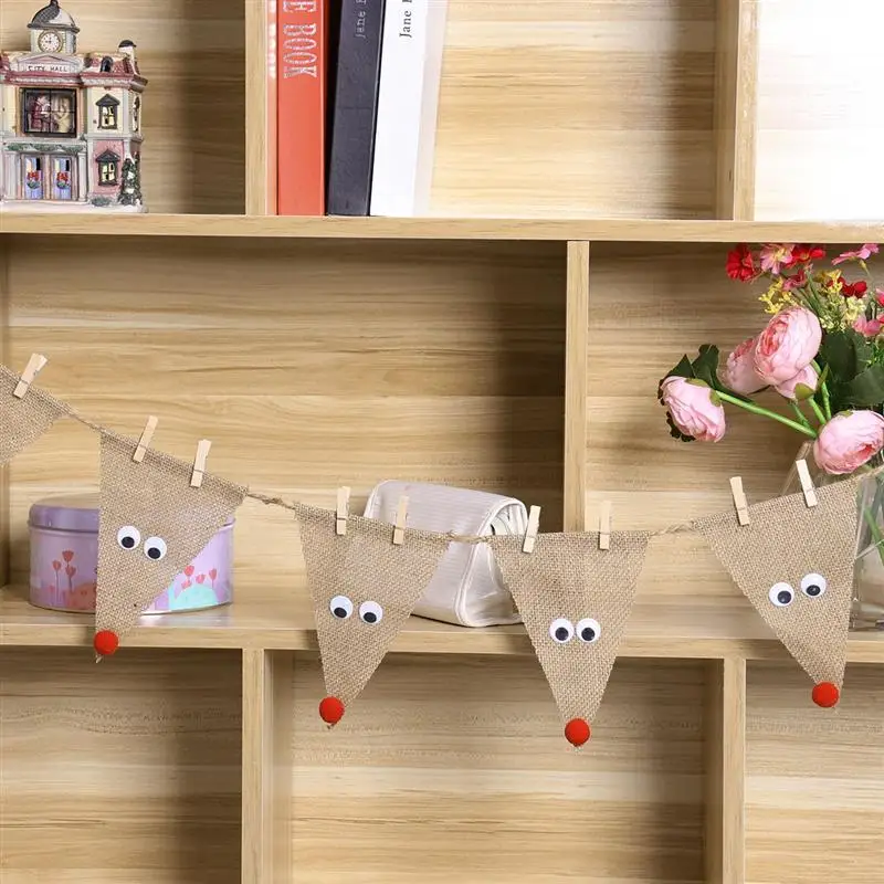 Home Decor Bestoyard Christmas Burlap Flags Sleigh Elk Deer