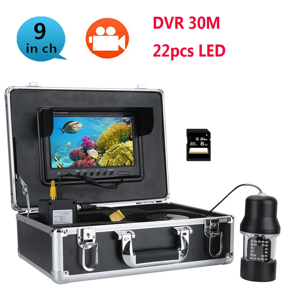 

Underwater Fishing Camera 9" HD 700TVL DVR Recorder Fish Finder 360 Degree Rotating For Lake Sea Ice Boat Kaya Fishing Camera
