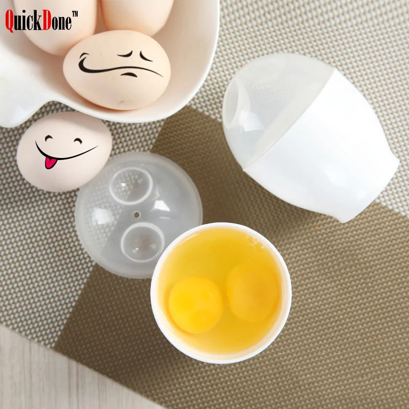 

QuickDone PP Plastic Microwave Egg Cooker White Microwave Oven Cup Poacher Egg Boiler Steamer Cooking Tool Accessories AKC5272