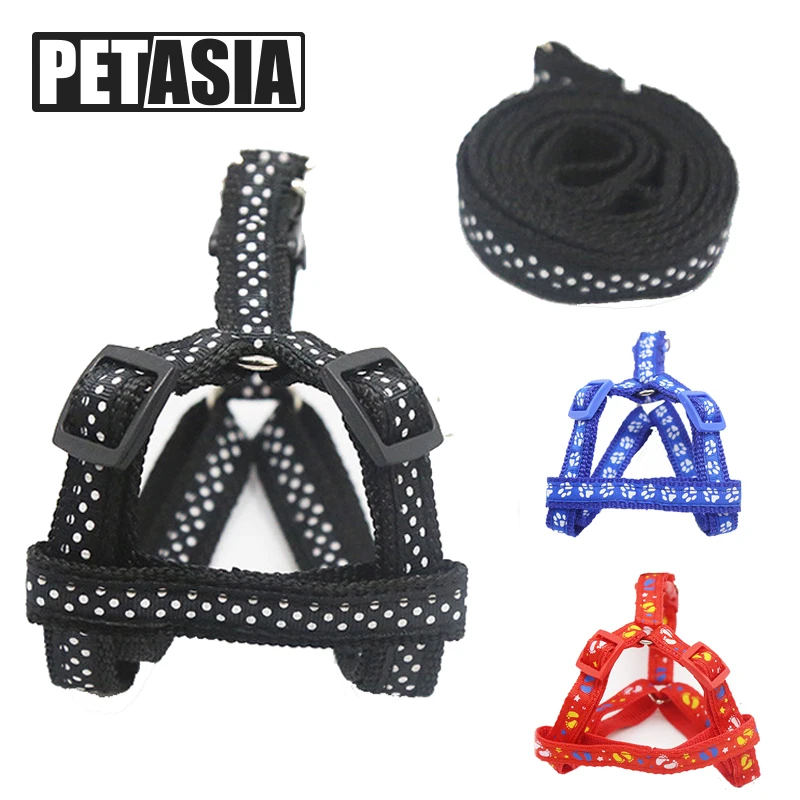 

Colorful Pet Dog Collar and Leash Set for small Medium Dogs Puppy Vest Harness Dog Lead 120cm Length leash Rope Cute Product