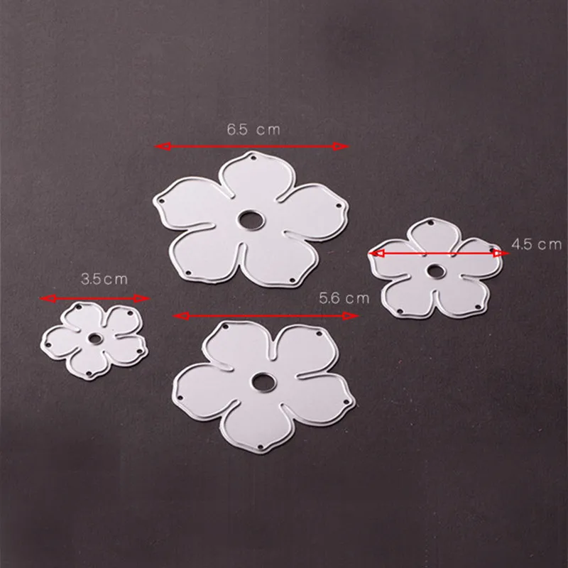 4pcs Pretty Flowers Metal Cutting Dies for Scrapbooking Card Making Embossing Folder Stencil Paper Crafts Template Die Cuts-2
