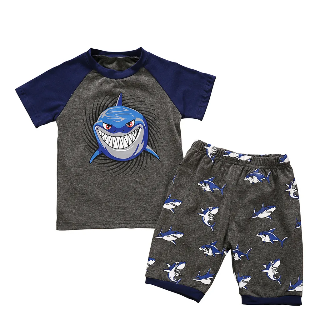 

Kids Boys Clothes Cartoon Shark Tops +Shorts Pajamas Sleepwear Child Tracksuit Children Clothing Set 1 2 3 4 5 6 7 Years