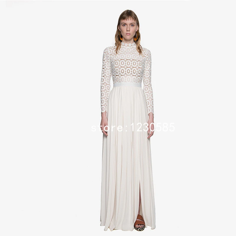 white chiffon maxi dress with sleeves