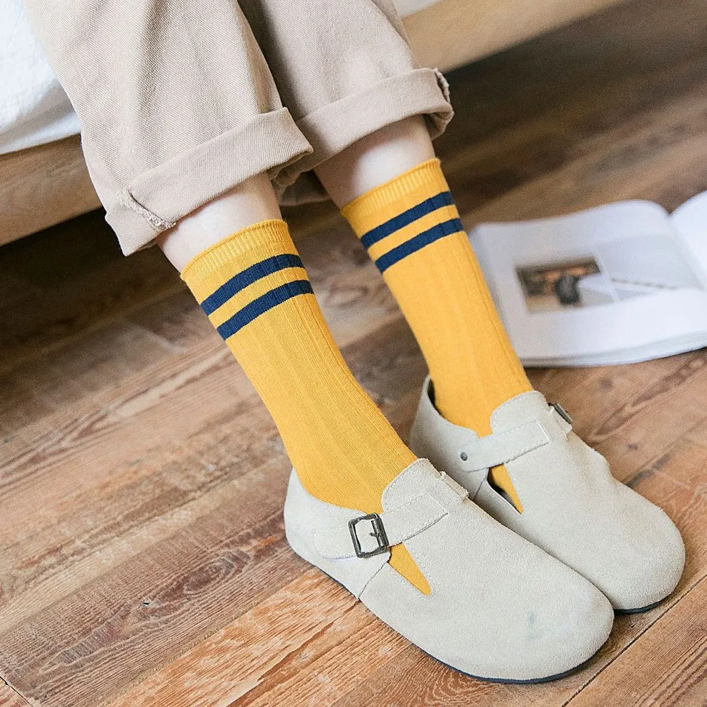 Новый для женщин повседневные однотонные зимние теплые гетры вязаный Вязаные носки разработан школьников женщин корейский стиль мода