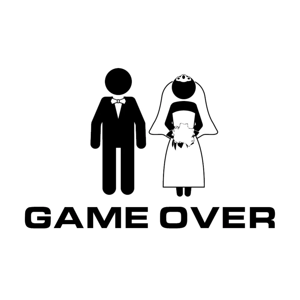 Funny Bride Groom Married Game Over Art Text Sticker Car Decal