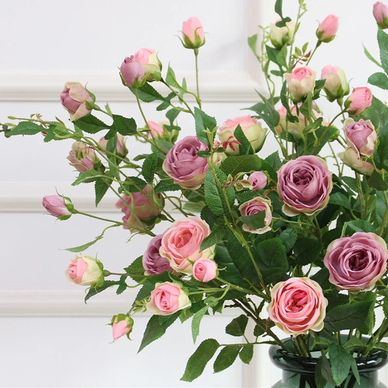 6 головок, искусственные розы, шелковые цветы, искусственные цветы для свадьбы, для дома, вечерние, для украшения стола, 7 цветов