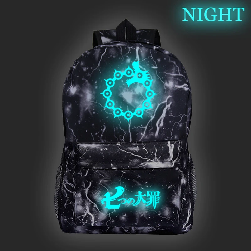 

Boys Girls The Seven Deadly Sins Luminous Rucksack Beautiful New Pattern Backpack Fashion Travel Mochila for Student Men Women