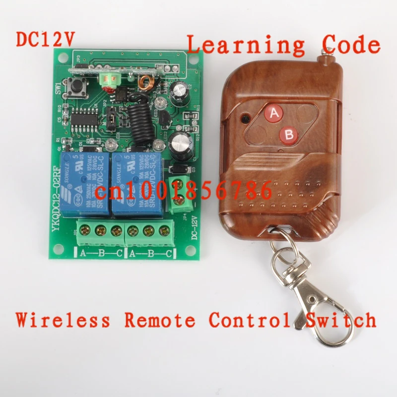 

12V 2CH wireless remote control switch receiver board & transmitter remote controller 10A output state is adjustable 315/433MHZ