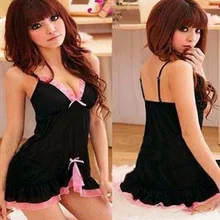Новинка, модное однотонное Черное Женское нижнее белье, сексуальное, милое, удобное, ночное белье с v-образным вырезом, Экзотическая одежда, детские куклы LB