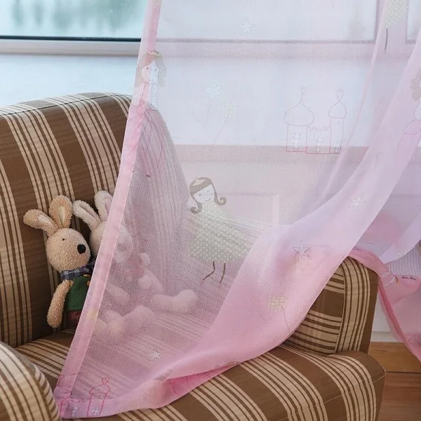 Kids Curtains Pink Princess Girls Cartoon Curtain Children Living Room Bedroom Window Cortinas Custom Blackout Curtains