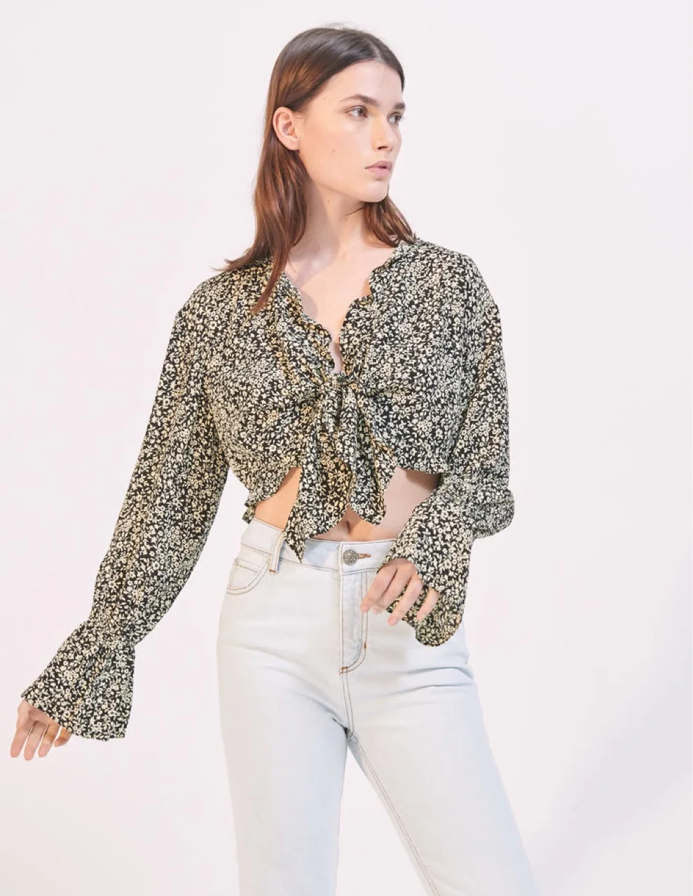 

Summer Women Blouse Beach Sunscreen Print Floral Casual Shirts Long Sleeve