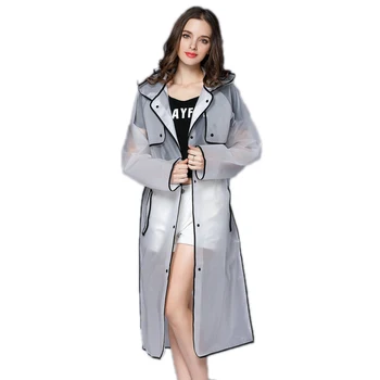 

EVA Transparent Raincoat Hooded Women Rain Coat Long Jacket Waterproof Rain Poncho Outdoor Jas Hujan Stylish Raincoats 50yc93
