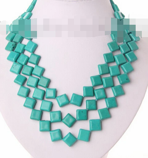 

S2687 stunning 3rows big 15mm baroque blue turquoise necklace (B0409)