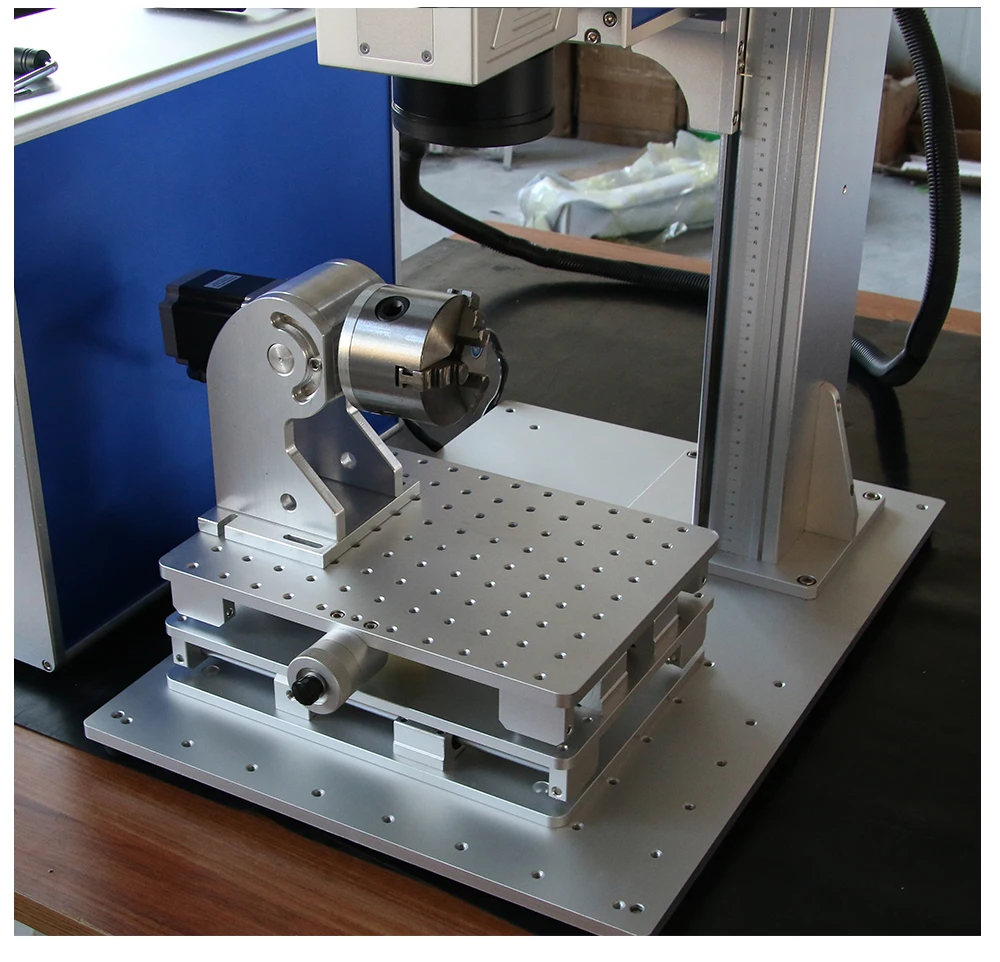 30 Вт Raycus волоконная Лазерная металлическая маркировочная машина 300*300 мм с ротационным кольцом или поворотным патроном