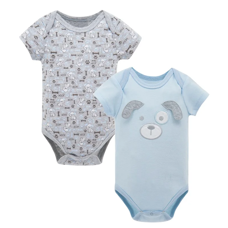 

2pcs/set Baby Boys Girls Short Sleeve Rompers For Summer Newborn Infant's Clothes Toddler Costume Jumpsuit KF109
