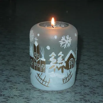 

Diameter=8cm 48pcs/pack Painted Glass Candle Holder Hand Made Craft Glass Candle Holder Wedding Christmas Day Decoration Props