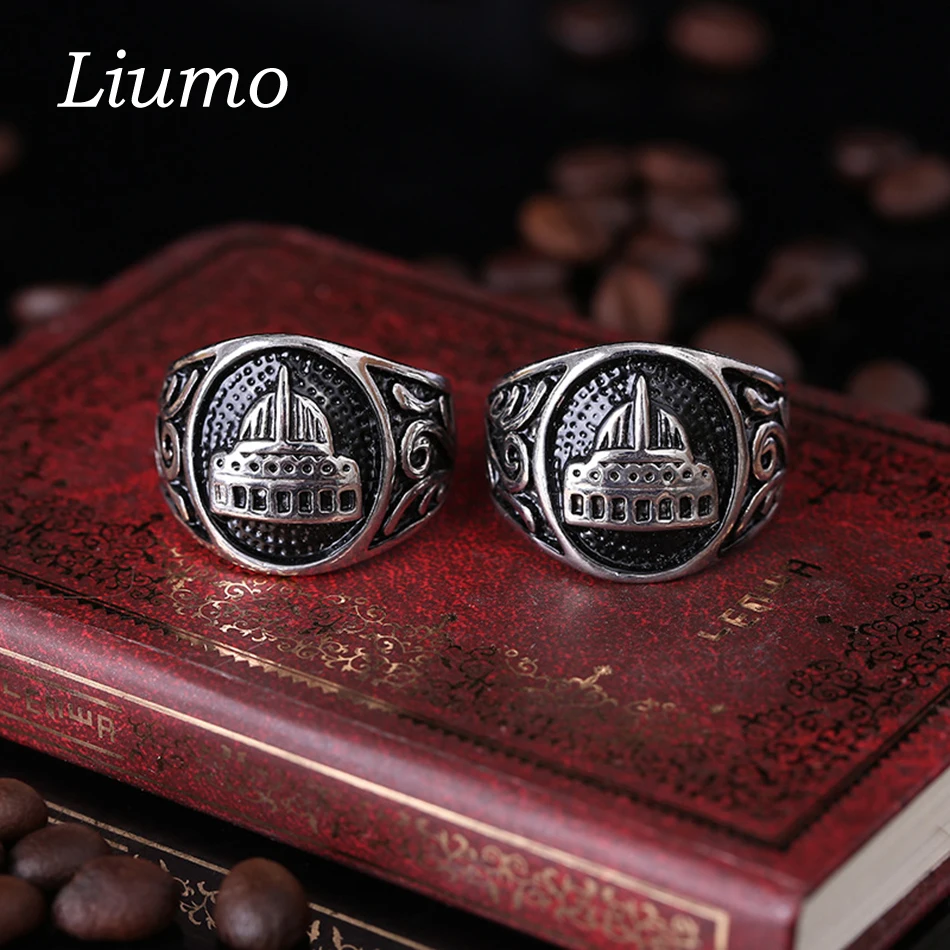 Liumo Arab Muslim Allah Mosque 316L Stainless Steel Ring Men Islam Gold Color Muhammad Lr197
