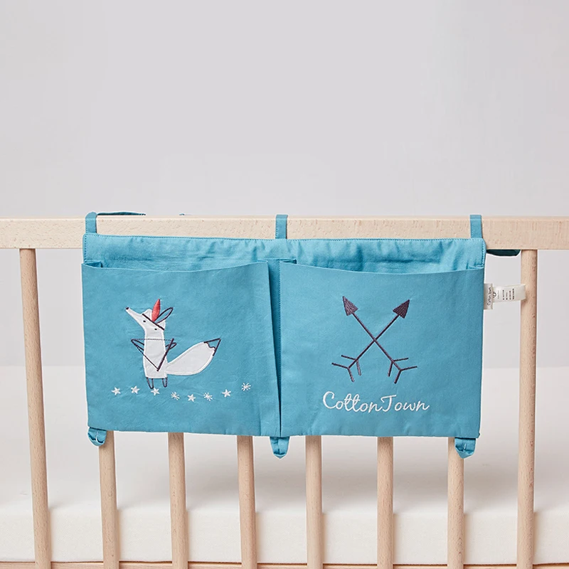 

Cotton Baby Crib Organizer Baby Bed Hanging Storage Bag Infant Diaper Stacker Caddy Baby Essentials Baby Bedding Set Accessories