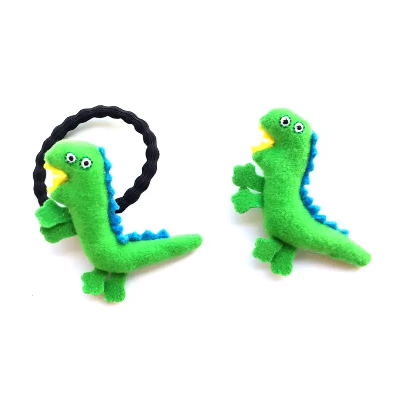 

Girls Cute 3D Cartoon Green Dinosaur Doll Decor Hair Clip Brooch Cloth Craft Rope Ponytail Holder Creative Plush Toy HeadwearW77