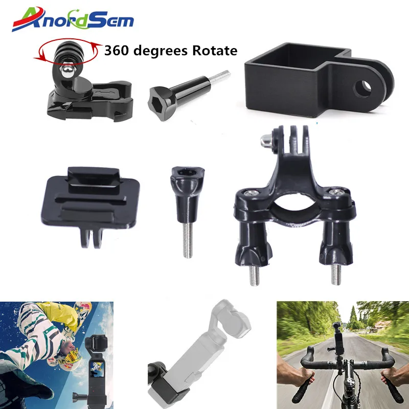

Anordsem Bicycle Mount Bike Handlebar With Frame Mount 360 degrees Rotate Base for DJI Osmo Pocket Gimbal Fixed Adapter Mount