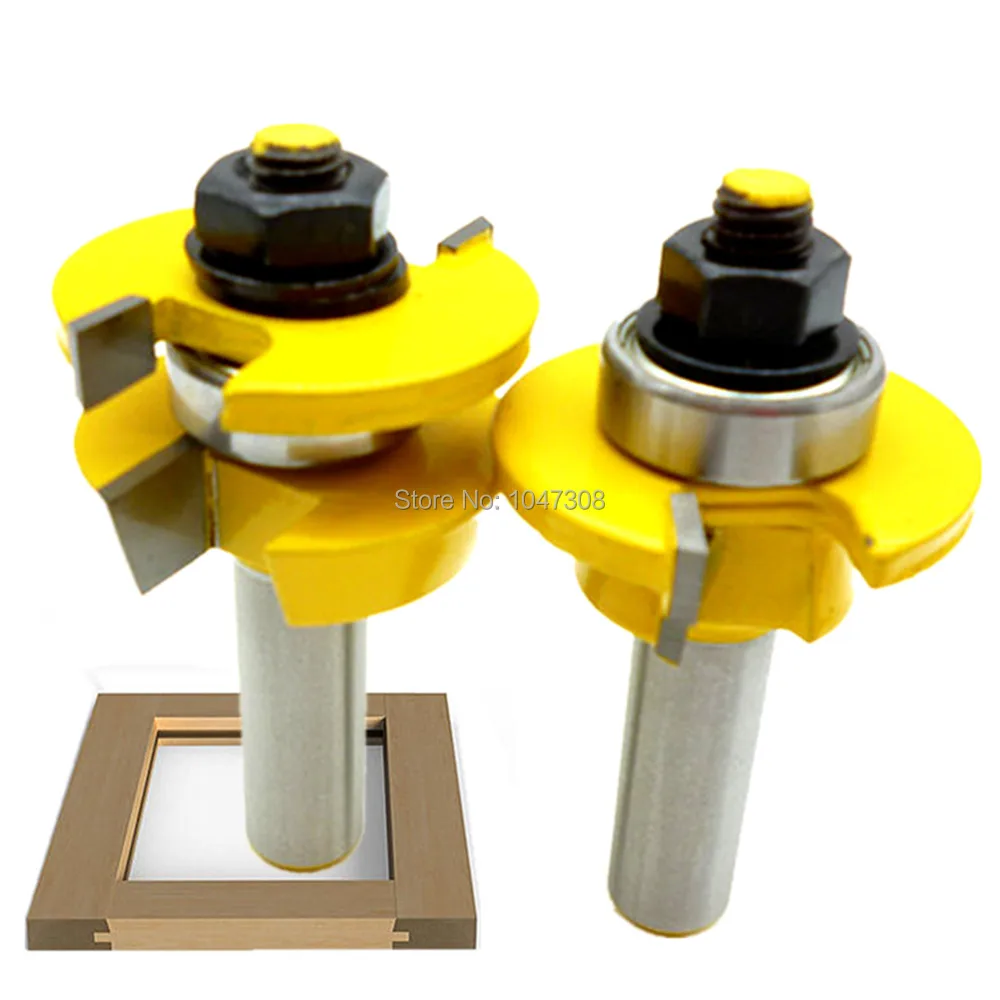 2pcs 1/2" Shank Shaker Bevel Rail & Stile Router Bit Frame Milling Cutter Woodworking