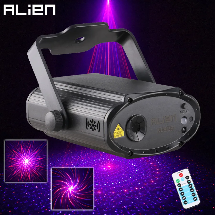 ALIEN Mini 8 Red Blue Patterns Laser Stage Lighting Projector Effect DJ