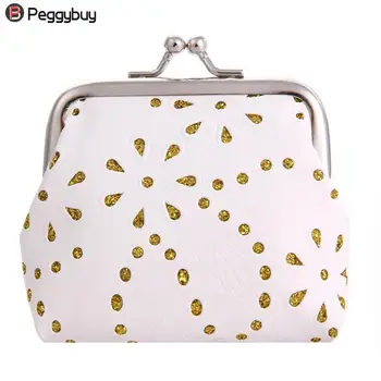 

Women Mini Hollow Flower Wallet Card Holder Case Coin Purse PU Leather Clip Card Holder Creative Women Kids Short Clutch Handbag