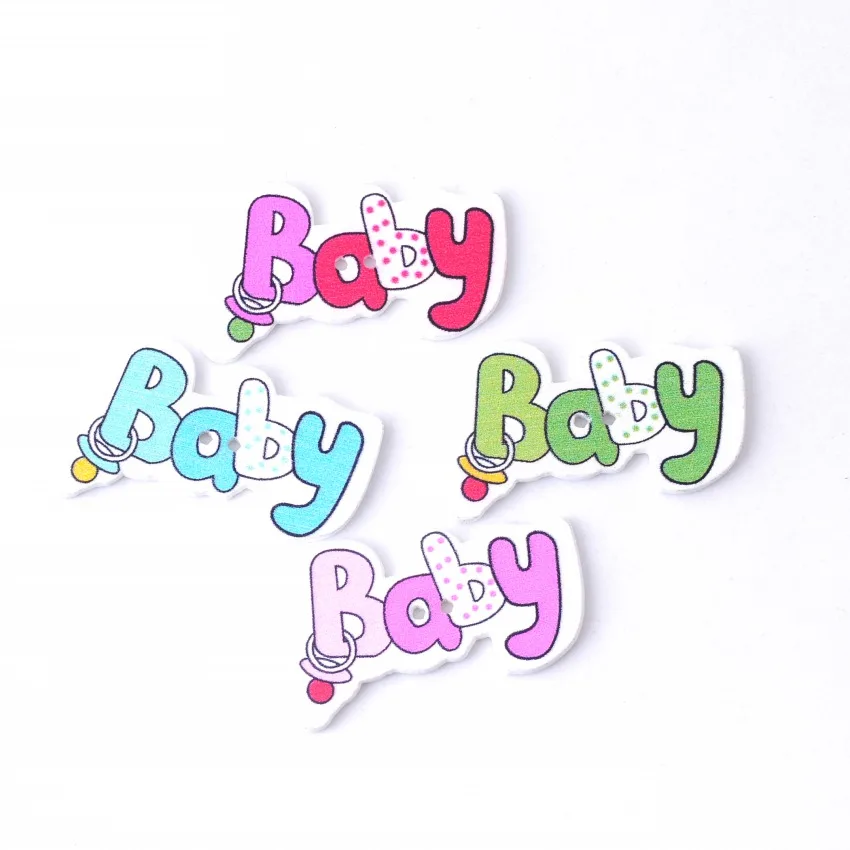 

Free Shipping 10Pcs Random Mixed 2 Holes Pattern "Baby" Wood Sewing Buttons Scrapbooking 37x21mm F0509