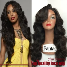 Wholesale Free Part Wig 180% Full Brazilian Synthetic Hair Lace Front Wig #1b Black Lace Wigs Body Wave Heat Resistant Lace Wigs