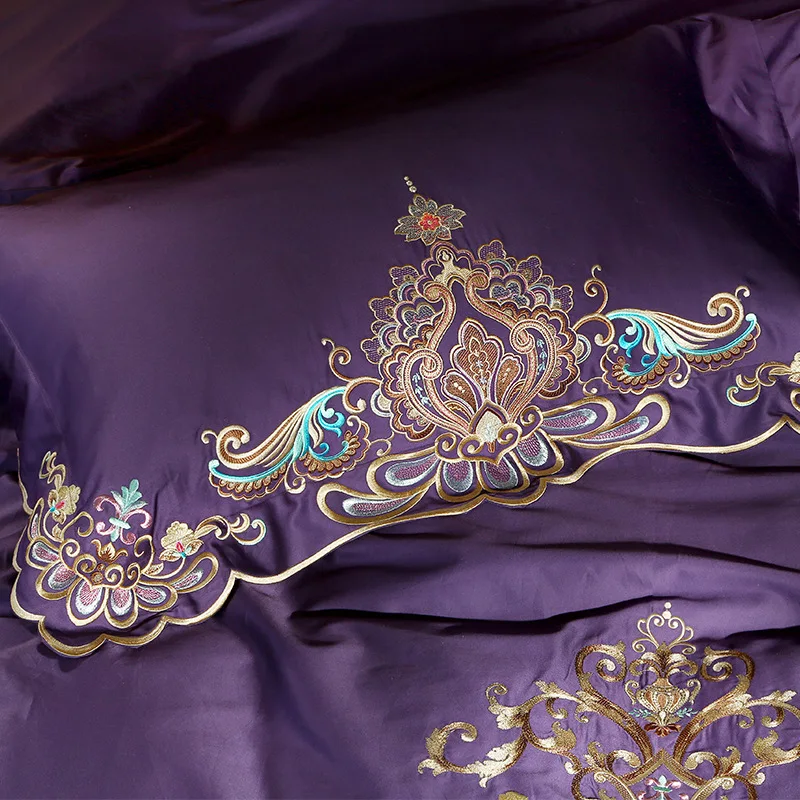 Комплект постельного белья PurpleLuxury из египетского хлопка с вышивкой королевский