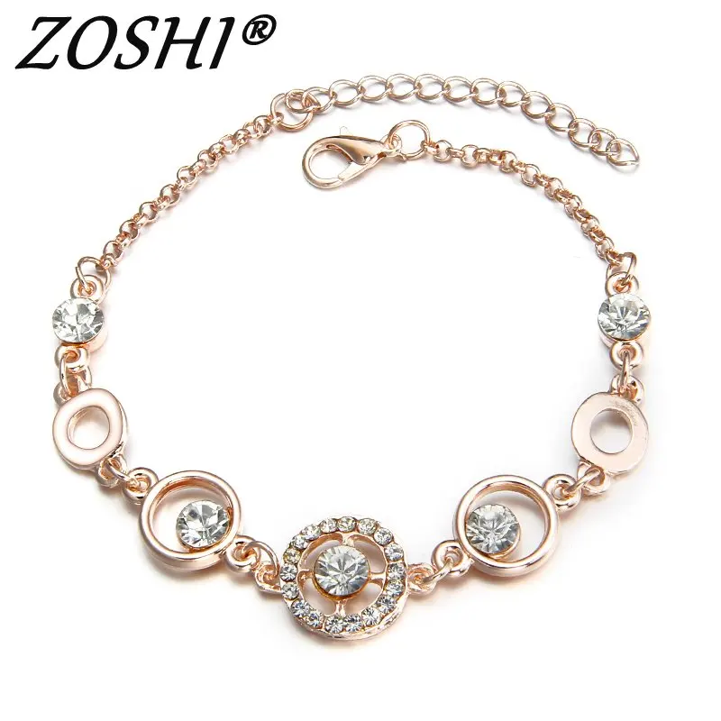 

ZOSHI Rose Gold Color Chain Link Bracelet for Women Ladies Shining AAA Cubic Zircon Crystal Jewelry Gift Wholesale Price
