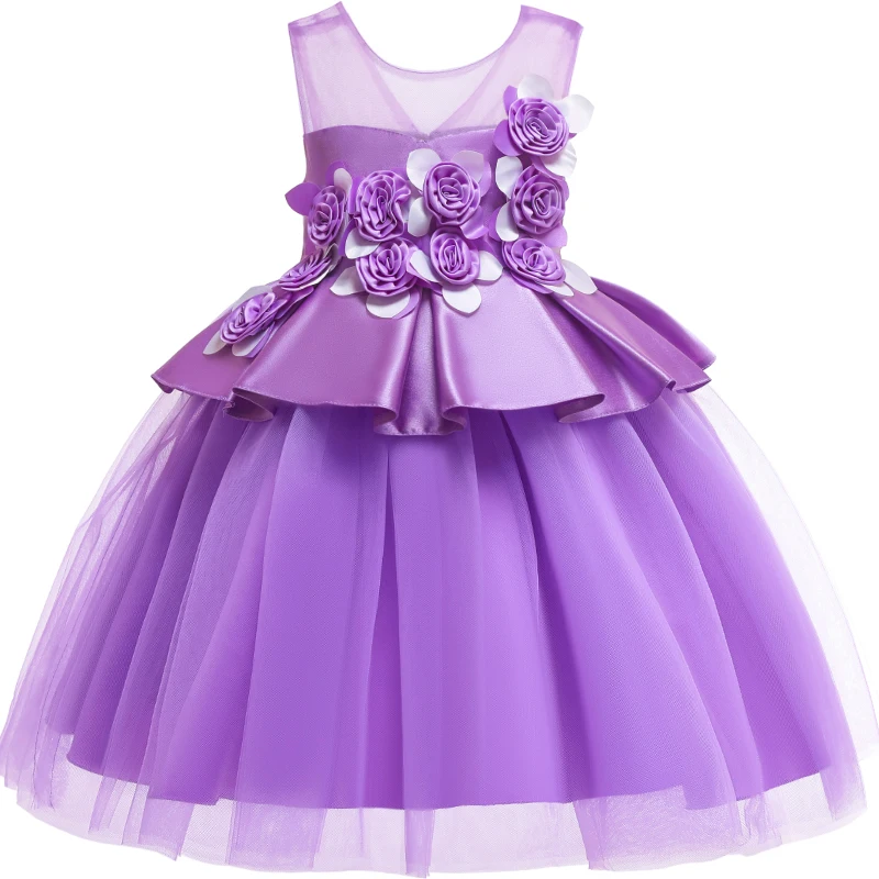Летние платья для маленьких девочек праздничный костюм с юбкой-пачкой и цветами для выпускного бала нарядное свадебное вечернее платье для девочек 3, 4, 5, 6, 7, 8, От 9 до 10 лет