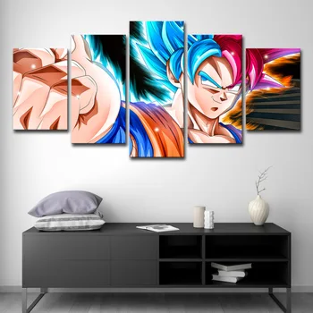 

Home Decor Pictures Prints Canvas 5 Piece Modular Dragon Ball Poster Anime Son Goku Kakarotto Living Room Decorative Wholesale