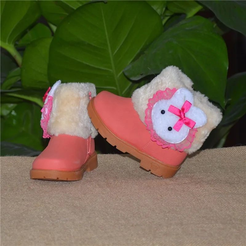 Детские резиновые плюшевые теплые ботинки; Водонепроницаемая Обувь из искусственной кожи; детские ботинки на молнии; зимние ботинки для малышей; зимние ботинки