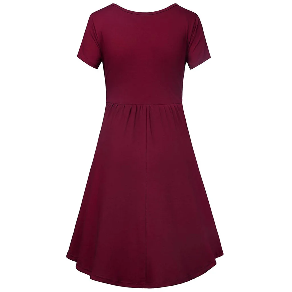 Женское летнее платье для беременных и кормящих матерей - Цвет: Wine