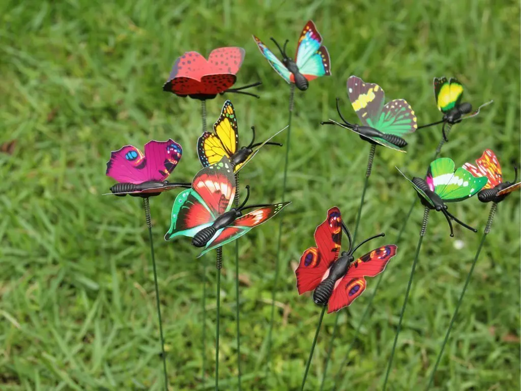 Искусственные бабочки на палочках 10 шт./компл. 3D режим двойное крыло|Декоративные