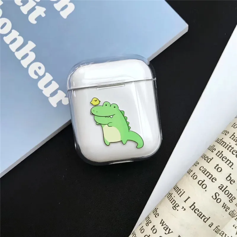 

Cute Transparent Case For AirPods Case Cartoon Funny dinosaur Hard clear Protective Cover for Air Pods Wireless Earphone Case