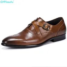 Men Single Monk Strap Shoes Round Toe Brogue Shoes With Buckle Straps Genuine Leather Shoes Black Brown Wedding Shoe beautoday monk shoes women buckle straps genuine leather calfkin round toe lady flats handmade brogue style shoes 21408