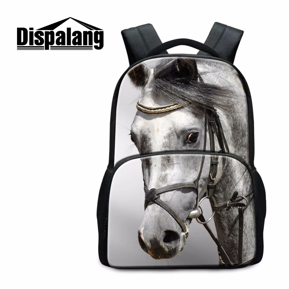 Dispalang White Horse School Backpacks for Teenagers Boys Cute Bookbags