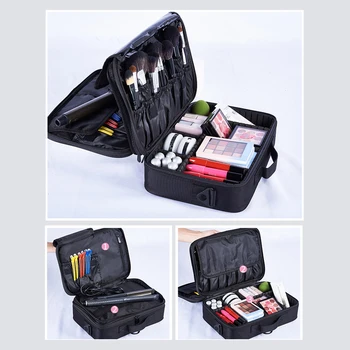 

Multi-functional Waterproof 3 Layers Makeup Bag Cosmetic Organizer Kit Artist Storage Case Brush Holder for Outdoor Travel