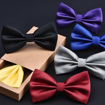 

2019 New High Quality Men's Fashion Striped Navy Blue Bowties Romantic Wedding Groom Fancy Bow Tie for Men Pack with Gift Box