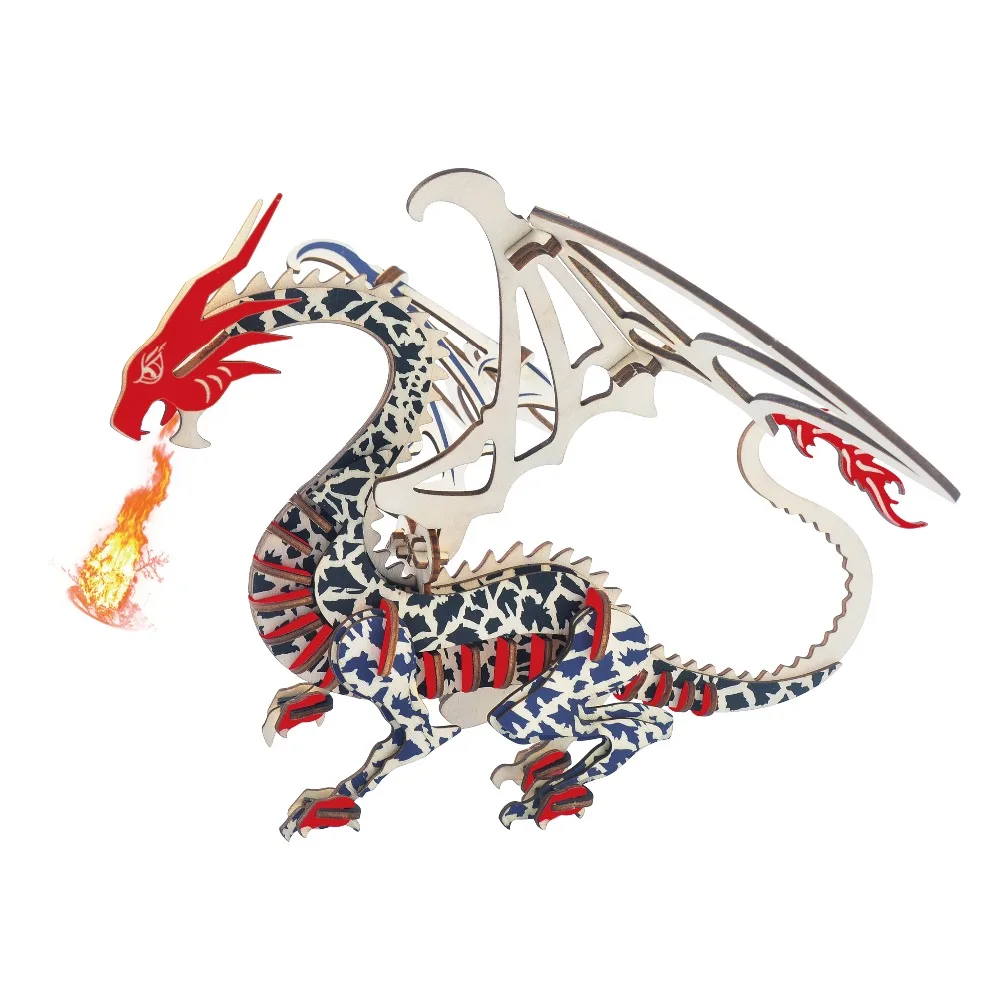 

3D Wooden DIY Brain Teaser Jigsaw do-it-yourself IQ Puzzles Montessori Educational Learning Games Dinosaur Crafts for Kids Adult