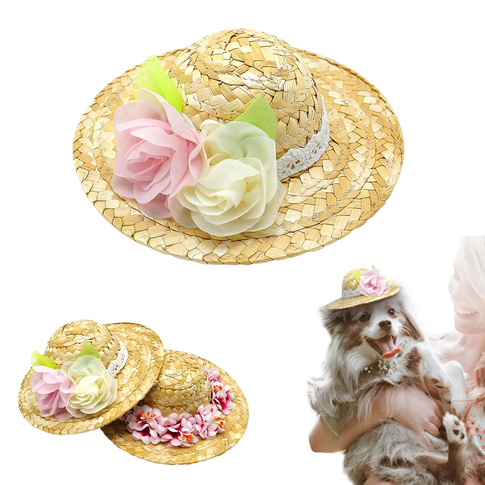 Летняя собачья шапка с котами соломенные собаки Sombrero шляпа для животных