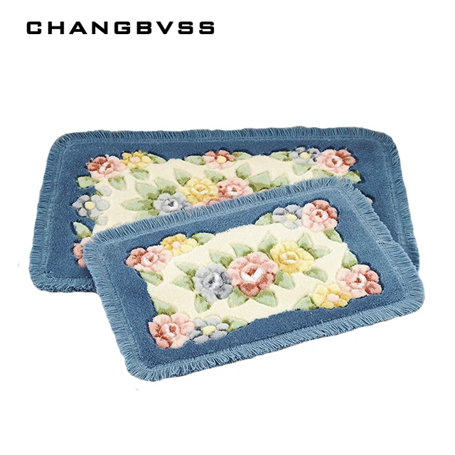 Flower Printing Classic Bathroom Carpet Mat Rug, 1 PCS Anti-Slip Floor Bath Mat Carpet, Bath Carpet Mat Toilet Rug Alfombra