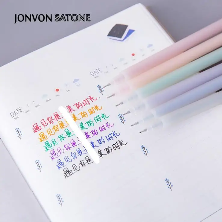 Jonvon Satone 6 цветов s/лот цветные ручки канцелярские гелевые для школы милые товары