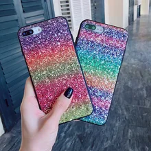 Kuutti 2018 Новое поступление Мода Радуга Блеск Блёстки Телефонные чехлы для iphone случай 6 для iPhone 7 Чехол для iPhone X телефон сумка