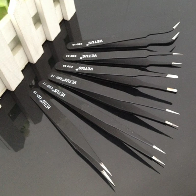 8 Sets (48pcs) Tweezers Anti Static ESD Tweezers Set