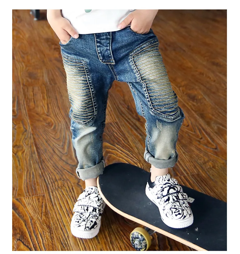 Джинсы для мальчиков и девочек весна-лето-осень 2019, стильные джинсовые брюки для детей, детские рваные штаны джинсы для мальчиков 4, 6, 8, 10, 12