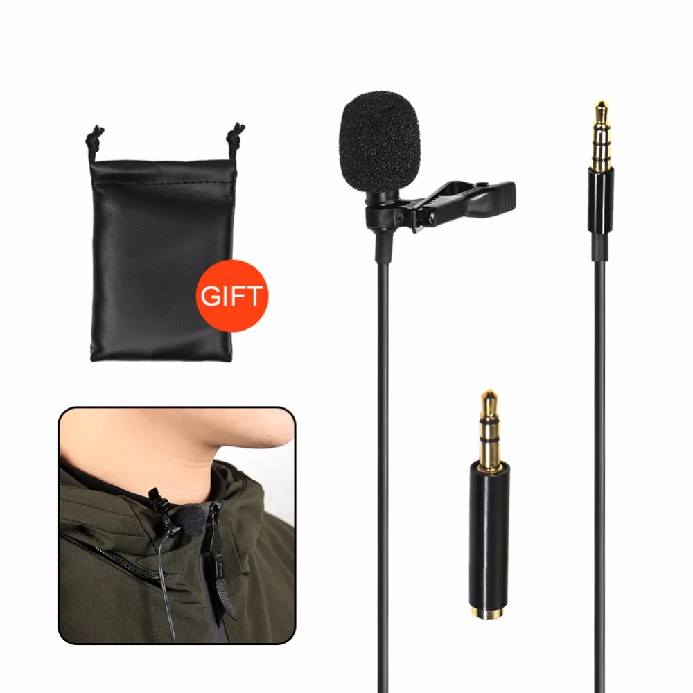 

1.5m Mini Portable Microphone Condenser Clip-on Lapel Lavalier Microphone Wired Microfo / for Phone for laptop for camera