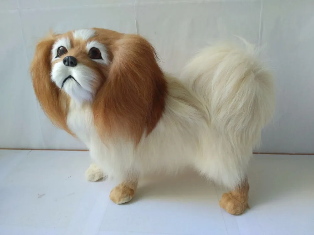 

large 32x13x24cm standing pekingese dog model polyethylene&furs dog handicraft,home decoration toy d2771